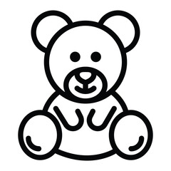 Teddy Bear vector icon. Isolated classic teddy bear, as snuggled by a child when going to sleep.Brown, stuffed toy bear cute, cuddly sign design.