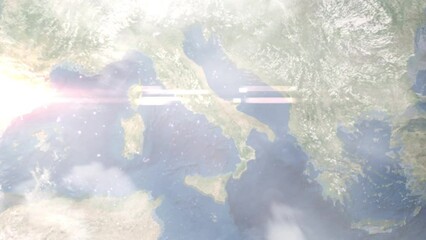 Zoom in from space and focus on Acerra, Italy. 3D Animation. Background for travel intro. Elements of this image furnished by NASA
