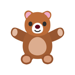 Teddy Bear vector icon. Isolated classic teddy bear, as snuggled by a child when going to sleep.Brown, stuffed toy bear cute, cuddly sign design.