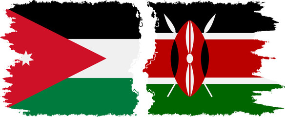 Kenya and Jordan grunge flags connection vector