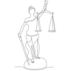 continuous line scales with flat style. Libra vector illustration on isolated background. Mass comparison sign business concept.