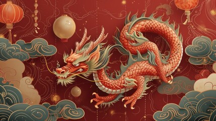 Happy Chinese New Year 2024, the dragon zodiac sign