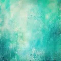 Poster Teal watercolor abstract painted background on vintage paper background © Lenhard