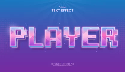 Fotobehang decorative editable neon pixel player text effect vector design © OreNyee