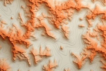 Obraz na płótnie Canvas Terrain map coral contours trails, image grid geographic relief topographic contour line maps
