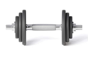 Dumbbell isolated on white background. Sport equipment. Gym time concept. 3d-rendering