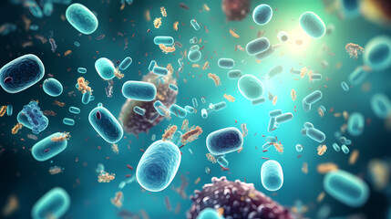 Virus cells abstract science concept, medical research background