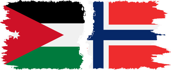 Norway and Jordan grunge flags connection vector