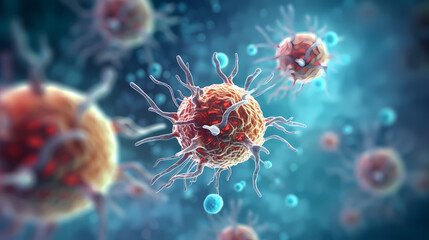 Virus cells abstract science concept, medical research background