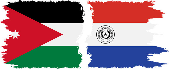Paraguay and Jordan grunge flags connection vector