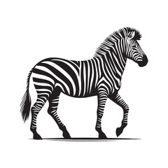 Monochrome Beauty: Zebra Silhouette Series Showcasing the Elegance of Striped Equine Profiles - Zebra Illustration - Zebra Vector - African Horse Silhouette
