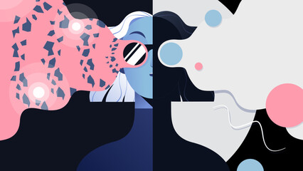 Layered Vector Virtual Reality Illustration