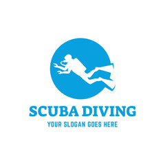 Scuba diving logo design, perfect for diving school and under water adventure logo design