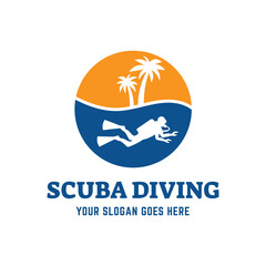 Scuba diving logo design, perfect for diving school and under water adventure logo design