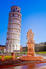 The Leaning Tower of Pisa in the Square of Miracles at Twilight