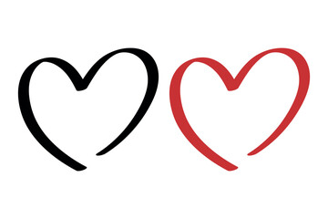 Calligraphy heart black and red vectorart