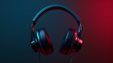 Fototapeta na wymiar headphones on a red background