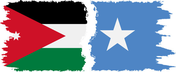 Somalia and Jordan grunge flags connection vector