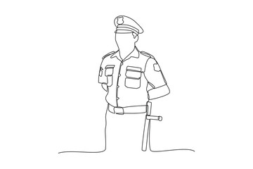 the police were carrying out the ceremony wearing full clothing. Professional work job uniform. Minimalism concept one line draw graphic design vector illustration