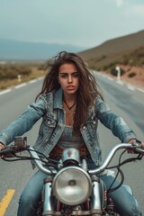 Fototapeta na wymiar Beautiful Woman in the Born to be Wild and Free Fashion Style - Girl Feeling Lively Freedom Background created with Generative AI Technology