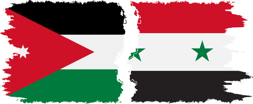 Syria and Jordan grunge flags connection vector