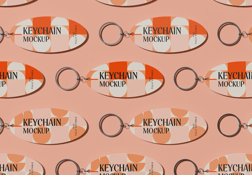 Mosaic Oval Keychains Mockup