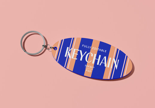 Oval Keychains Mockup