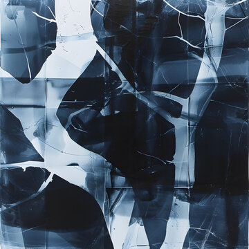 black and blue photo collage with white lines in x-ray