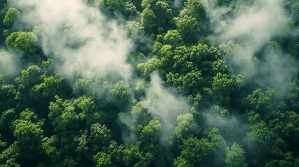 illustration of a co2 gas in clouds on natural forest based energy save