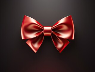 Red Bow on Black Background