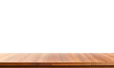 Brown wood table top isolated on white white. Empty wooden floor template. Template, desk mockup. Rustic table top for product display