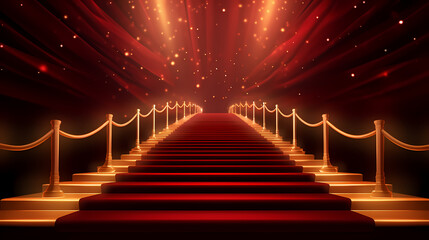Luxurious and elegant red carpet staircase, holiday awards ceremony event