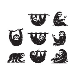 Sleepy Shadows: Sloth Silhouette Series Depicting the Sleepy, Contemplative Nature of These Endearing Creatures - Sloth Illustration - Sloth Vector  © Vista