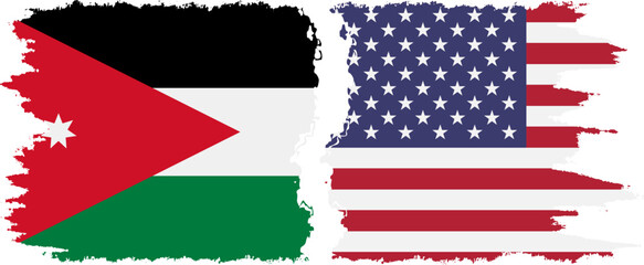 United States and Jordan grunge flags connection vector