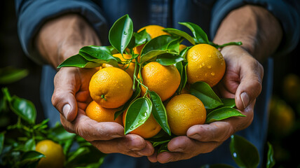 fresh oranges (citrus) in a plantation