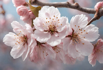 A detailed image of a fragile cherry blossom in full bloom