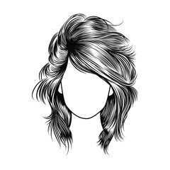 detailed line art of women's hair