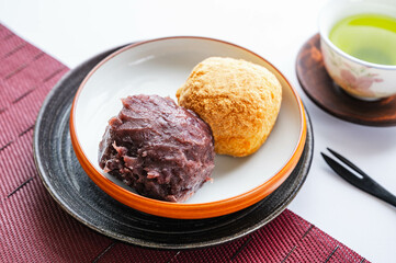 おはぎと日本茶