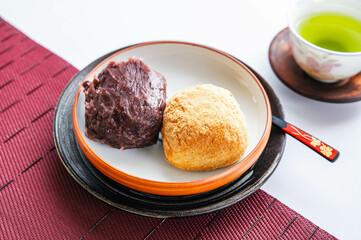 おはぎと日本茶
