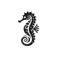 Celestial Tides: A Set of Seahorse Silhouettes Floating in Celestial Waters of Aquatic Splendor - Seahorse Illustration - Seahorse Vector
