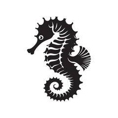 Aqua Whispers: Seahorse Silhouette Set Whispering the Secrets of the Deep Blue Sea - Seahorse Illustration - Seahorse Vector
