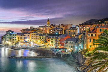Bogliasco, Genoa, Italy Quaint Town on the Mediterranean Sea - obrazy, fototapety, plakaty