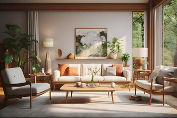  A living room with a mix of Scandinavian and eco friendly