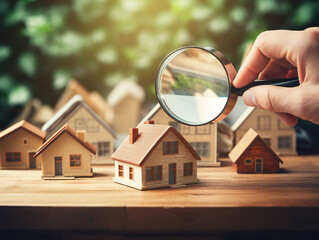 A detailed search for a suitable house for the future home. Buying a house, real estate or insurance concept.