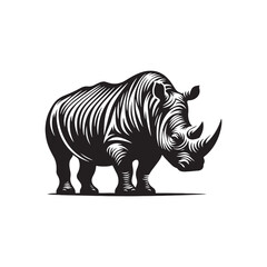 Rhino Rhapsody: A Harmony of Rhinoceros Silhouettes in the Poetic Dance of Wildlife Silhouetted Artistry - Rhino Silhouette Vector - Rhinoceros Illustration - Rhinoceros Vector
