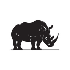 Rhinoceros Realm: Silhouetted Portraits of the Dominant Rhinoceros Capturing the Essence of Wild Majesty - Rhino Silhouette Vector - Rhinoceros Vector - Rhinoceros Illustration
