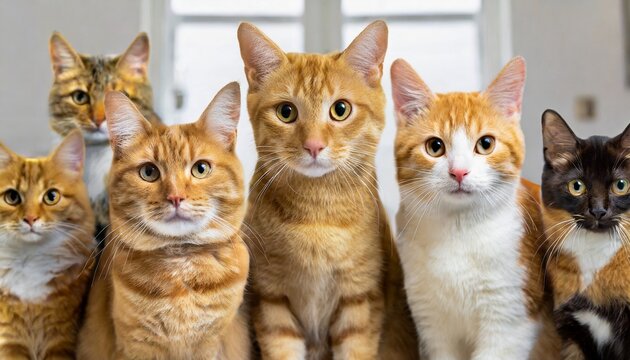 different types of cats look into the camera