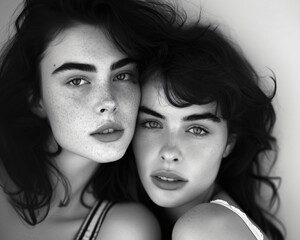 Elegant duo lady model, woman fashion, poses and expressions