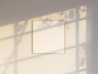 Mockup poster frame in modern interior background with summer sunlight