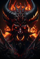 Fototapeta premium portrait of devil mask, dark style evil face
